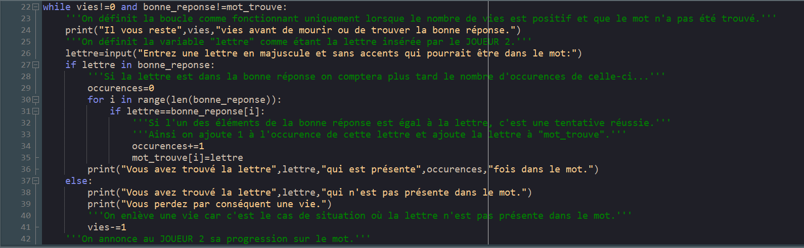 Photo de mon code Python, partie 2.
