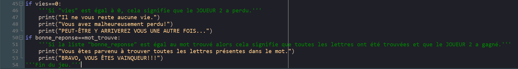 Photo de mon code Python, partie 3.